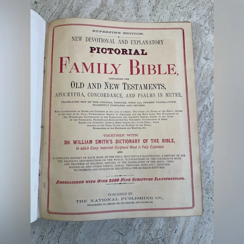 Antique 1879 Leather Family Pictorial Holy Bible G. Dore-Illman Brothers - Picture 5 of 16